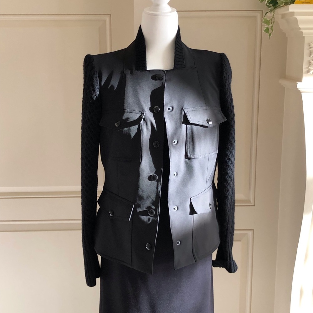 Worth New York Black twill Cardigan Jacket Size 8 NWT